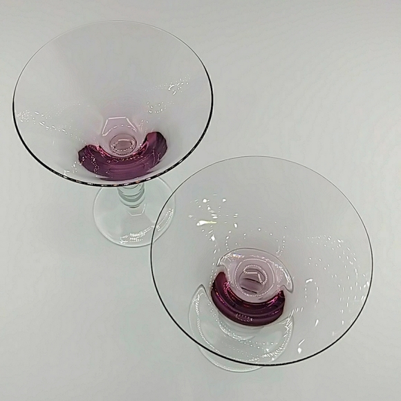 🍇HP! 2 Purple Martini Glasses with beaded stems. - Picture 2 of 8